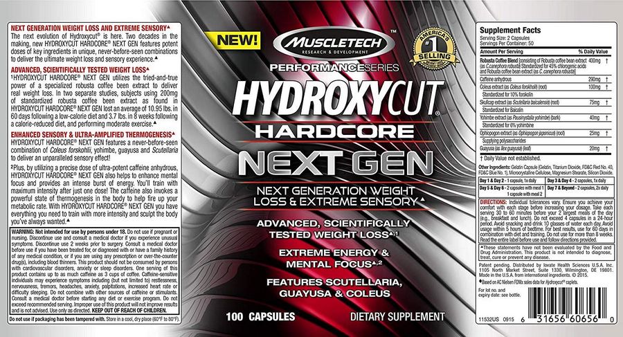 Hydroxycut Hardcore Next Gen ingredients